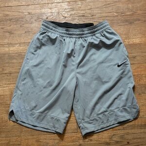 Nike Men’s Athletic Mesh Shorts — Gray with Black Swoosh